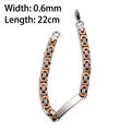 Men's two-tone stainless steel Byzantine chain bracelet with curved ID plate for engraving - Two-tone (Gold & Silver)