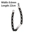 Pulsera bizantina de hombre en acero inoxidable 304 con placa de identidad, 22 cm - Bicolor Negro