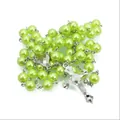 Vibrant green 8mm pearl rosary necklace featuring a detailed silver cross pendant - 8mm Bead / Fruit Green