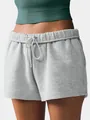 High quality women's comfortable grey casual sports shorts with drawstring elastic waist - Grey Shorts / S