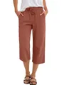 Terracotta linen wide-leg trousers for women featuring a comfortable drawstring waist - S / Bottoms / Orange Red