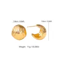 Minimalist gold plated geometric hoop earrings with pleated texture, size 1.8cm weight 11g - 18K Gold / Gold