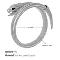 Silver elastic snake wrap bracelet with crystals made of durable stainless steel - Black Eye Snake Style (SZ15SB)