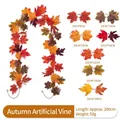 Detailed view of artificial maple leaf garland with dimensions for autumn home decor. - Maple Vines - 271-2