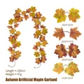 Details of 200cm artificial maple leaf garland showing different leaf dimensions - Maple Vines - 260 - 3