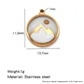 Gold stainless steel mountain sun pendant charm with 13.7mm width and 1g weight - Round Mountain Style (HP0294R02) / Rose Gold