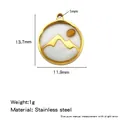 Gold-tone stainless steel mountain pendant with size and weight dimensions - Round Mountain Style (HP0294G02)