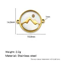 Stainless steel circular mountain sun pendant in golden finish for jewelry making - Large Mountain Style (HP0294G03)