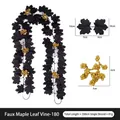 Artificial black maple leaf garland with golden berries, 200cm for Halloween decor. - Maple Vines - 180