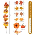 Artificial autumn maple leaf garland with sunflowers and pumpkins, 100cm length - Maple Vines - 195