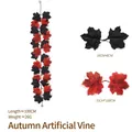 Artificial autumn maple leaf vine garland with black and orange leaves for home decor - Maple Vines - 215