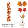 Autumn artificial maple leaf garland with pumpkins for fall harvest decor, 100cm - Maple Vines - 239-4