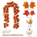 175cm autumn maple leaf garland with white pumpkins and berries for Halloween decor - Maple Vine - 239-1