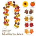 200cm artificial autumn maple leaf vine garland with sunflowers and mini pumpkins - Maple Vines - 249-2