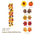 Decorative autumn maple leaf vine with sunflowers and pumpkins, 100cm length specifications - Maple Vines - 249-3