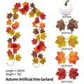 Autumn artificial maple leaf garland with white pumpkins and sunflowers for home decoration - Maple Vine - 247-1