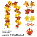 Decorative artificial autumn maple leaf garland with pumpkins and berries, 200cm long - Maple Vines - 237-3