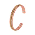 Detailopname van vintage koperen magnetische armband met therapeutische magneten - Vintage Gedraaide Gevlochten Stijl (MB094) / Koper