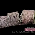 Luxury 63mm wide rose gold glitter mesh wire ribbon for Christmas tree decorations - 63MM / Pink