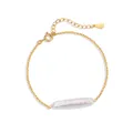 Elegante 925 sterling zilveren vergulde armband met een barokke parel staaf - Armband (S0624) / 925 zilver / Goud