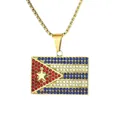 Iced out Cuban flag pendant necklace with red and blue crystals in gold plated finish - Cuba Flag / Pendant Only (No Chain) / Gold