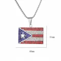 Sparkling Puerto Rico flag pendant necklace with rhinestones and 40x31mm dimensions - Puerto Rico Flag / Pendant Only (No Chain) / Steel