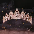 Close-up of sparkling rhinestone bridal tiara with intricate gold-toned metalwork - 13 Small Crystal Princess (04) / Gold