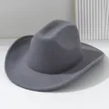 Detailed side view of a stylish grey soft felt cowboy hat with a structured brim - M (56-58cm) / Gray