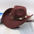 Classic brown western cowboy hat with bull head emblem and decorative beads for outdoor - Beaded Cowboy Style / Coffee