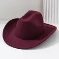 Detailed macro view showing the soft wine red felt texture of this Western cowboy hat - M (56-58cm) / Burgundy