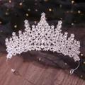 Detailed close-up of a sparkling silver rhinestone tiara for bridal wedding dress - Baroque Princess Style (10) / Silver