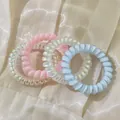 Lot de quatre élastiques à cheveux spirales irisés en couleurs pastel pour femme - Style 1 / 4件套 5.5cm / 亮淡粉亮淡蓝