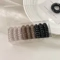 Lot d'élastiques à cheveux spirale en clair, marron et noir, style cordon de téléphone. - Style 2 / 9个装 3.5cm / Couleurs Vives