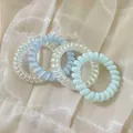Lot de 4 élastiques à cheveux spirale pastel avec finition irisée et mate pour femme - Style 12 / 4件套 OPP袋装 / 亮浅蓝炫彩色