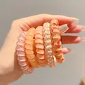 Élastiques à cheveux spirales en rose et pêche avec motifs cœurs et carreaux - Style 3 / 5件套 5.5cm / Orange