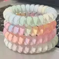 Élastiques à cheveux spirales pastel type cordon de téléphone pour femmes - 10#渐变款式 / 四件套 约 6cm / 青提渐变