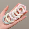 Lot d'élastiques à cheveux spirales en tons pastels bleu, rose et crème à haute élasticité. - 夏日系 / 6个装 约 5cm / 马卡龙果冻色