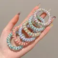 Ensemble d'élastiques à cheveux spirales à motifs floraux et anneaux colorés type cordon - Style 2 / 6根袋装 约 5.5cm / 浅色印花系