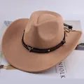 Camel Western cowboy hat with bull head emblem and wide rolled brim for SKU selection. - Small Bull Head Style / Light Beige