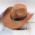 Classic brown western cowboy hat featuring a stylish metallic bull head emblem on decorative band - Laced Bull Head Style / Deep Beige