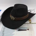 Classic black Western cowboy hat with vintage bull head emblem and studded band - Curved Bull Head Style / Black