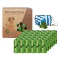 Biodegradable dog waste bag set including 36 rolls and blue striped dispenser pouch - 36 Rolls Eco-friendly Thickness 1.5 Silk + New Patterned Small Bag Dispenser