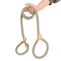 Robusto guinzaglio a P per cani in corda intrecciata marrone chiaro con finiture in pelle - Diametro 16mm Lunghezza 1.5m / Beige