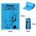 Blue biodegradable dog poop bags shown with dimensions 330x230mm for pet waste cleanup - Eco Lavender Scent (Patterned) / 15 Pcs/Roll (1.5 Micron) / Blue