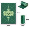 Biodegradable green dog waste bags with 230x330mm unfolded dimension specification - Eco Lavender Scent (Four-Pointed Star) / 15 Pcs/Roll (1.3 Micron) / Green