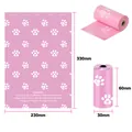 Pink biodegradable dog poop bag roll with 230mm x 330mm dimensions and paw prints - Eco Lavender Scent (Paw Print) / 15 Pcs/Roll (1.3 Micron) / Pink