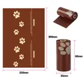 Brown biodegradable dog waste bags with paw prints, 300x220mm variant details - Recycled Chocolate Scent (Paw Print) / 15 Pcs/Roll (1 Micron) / Chocolate