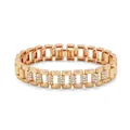 Πολυτελές επίχρυσο βραχιόλι ζιργκόν 18K με κομψό γεωμετρικό σχέδιο συνδέσμων ρολογιού. - Χρυσό