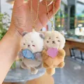 Adorable pair of magnetic animal plush keychains featuring fish and shell charms - Mini Animal Magnetic Pair / Little Otter