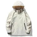 Off-white unisex αντιανεμικό και αδιάβροχο μπουφάν πεζοπορίας με κουκούλα για εξωτερική χρήση - M / Tops / Βερικοκί